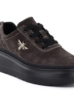 Dámské kožené boty na platformě hnědé model 22116493 dámské - VINCEZA