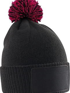 Beechfield B 443B Dětská pletená čepice s bambulí "Snowstar" 53.443B black/classic red