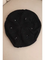 Dámská zimní čepice vlněná s ozdobnými krystalky K459 černá Dámská zimní čepice vlněná s ozdobnými krystalky K459 černá