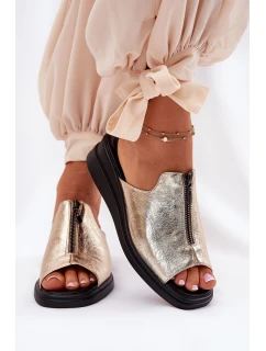 Dámské Pantofle Na Klínu Se Zipem Zlaté Irriva