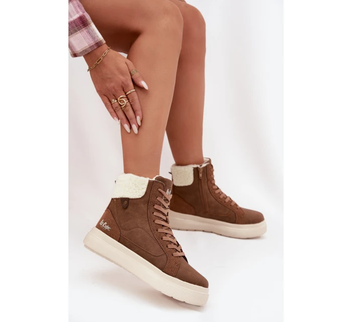 Dámské zimní boty s kožíškem Lee Cooper LCJ-25-01-3735 hnědé