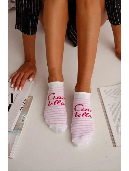 Ponožky Kotníčkové Pruhy CIAO BELLA Bílomodré