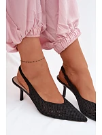Dámské sandály z síťovaného materiálu na jehlovém podpatku Černé Emiliana Dámské sandály z síťovaného materiálu na jehlovém podpatku Černé Emiliana