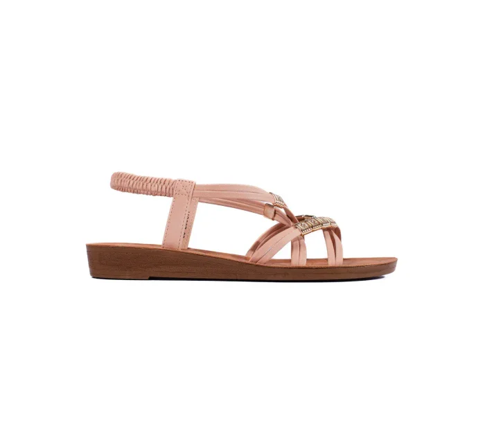 Moderní dámské růžové sandály na plochém podpatku Moderní dámské růžové sandály na plochém podpatku