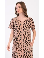 Dámské domácí šaty s krátkým rukávem Leopard Dámské domácí šaty s krátkým rukávem Leopard