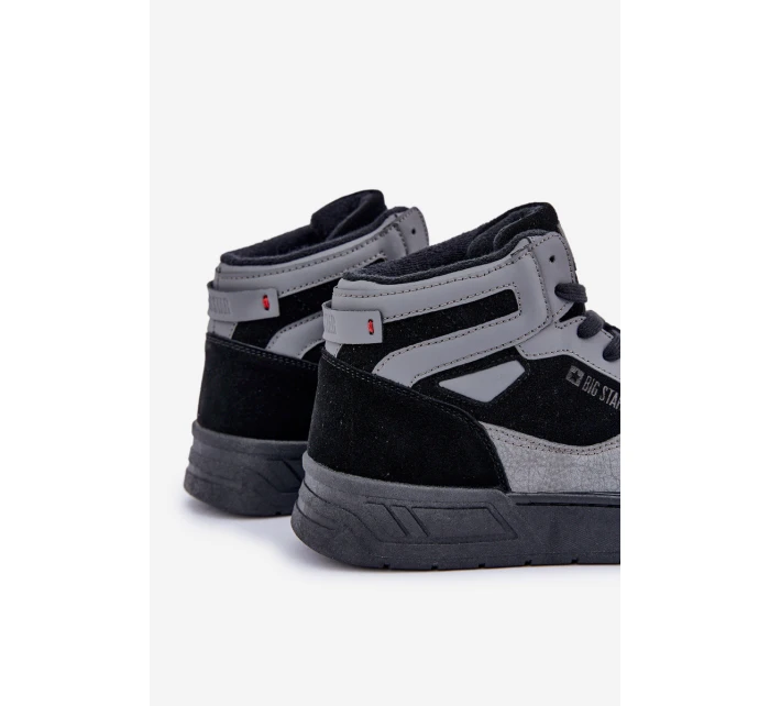 Semišové Pánské Tenisky Big Star OO174303 Hi-Poly System Černo-Šedé