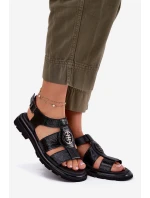 Kožené dámské sandály lakované s ozdobným detailem Artiker 56C0691 černé