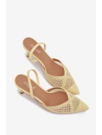 Sandály z pleteniny na podpatku žluté model 21919230 - Boto