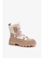 Kotníkové boty s beránkovým kožíškem béžové Merilana Kotníkové boty s beránkovým kožíškem béžové Merilana