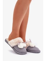 Dámské Pantofle S Kožešinou Šedé Nartani