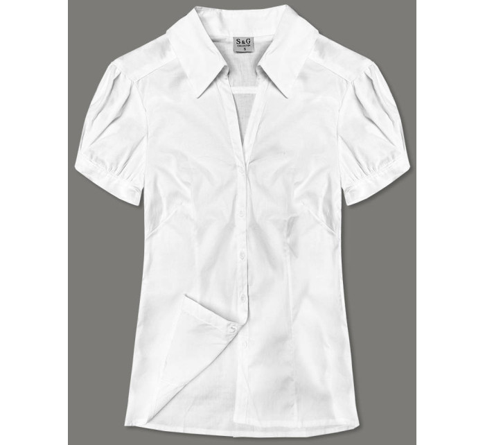 Bílá dámská košile s krátkými rukávy (0666#)