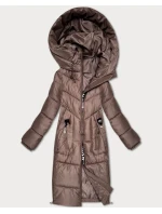 Hnědá zimní vypasovaná bunda v délce do poloviny stehen S'West (B/R8535-48) Hnědá zimní vypasovaná bunda v délce do poloviny stehen S'West (B/R8535-48)