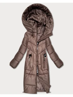 Hnědá zimní vypasovaná bunda v délce do poloviny stehen S'West (B/R8535-48)