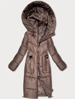 Hnědá zimní vypasovaná bunda v délce do poloviny stehen S'West (B/R8535-48)