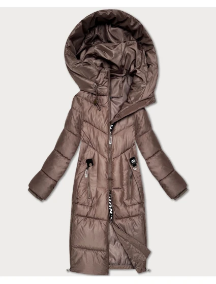 Hnědá zimní vypasovaná bunda v délce do poloviny stehen S'West (B/R8535-48) Hnědá zimní vypasovaná bunda v délce do poloviny stehen S'West (B/R8535-48)