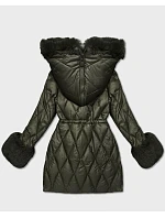 Bunda v khaki barvě s kožešinovou kapucí, model 21757965 - HONEY WINTER Bunda v khaki barvě s kožešinovou kapucí, model 21757965 - HONEY WINTER