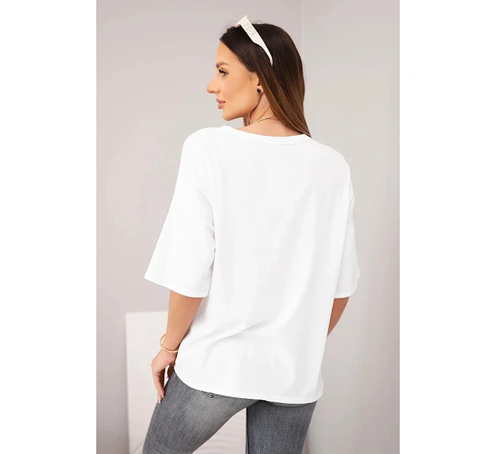 Dámská bavlněná oversize halenka s potiskem "Dog Fashion" bílá