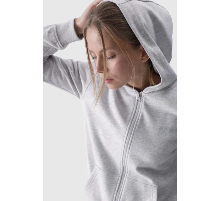 Dámská Mikina S Kapucí Rozepínací Bavlněná 4F Šedá 4FWMM00TSWSF1467-27M