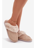 Dámské pantofle s kožešinou béžové model 21772502 - Boto