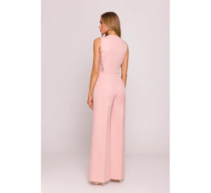 M866 Kombinéza s krajkovými panely - pudrová