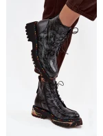 Lakované kožené dámské boty Artiker – šedé Lakované kožené dámské boty Artiker – šedé