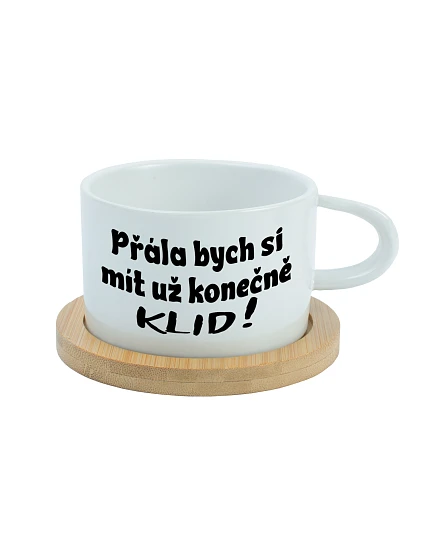 PŘÁLA BYCH SI MÍT UŽ KONEČNĚ KLID! - bílý  hrníček makronka 200 ml