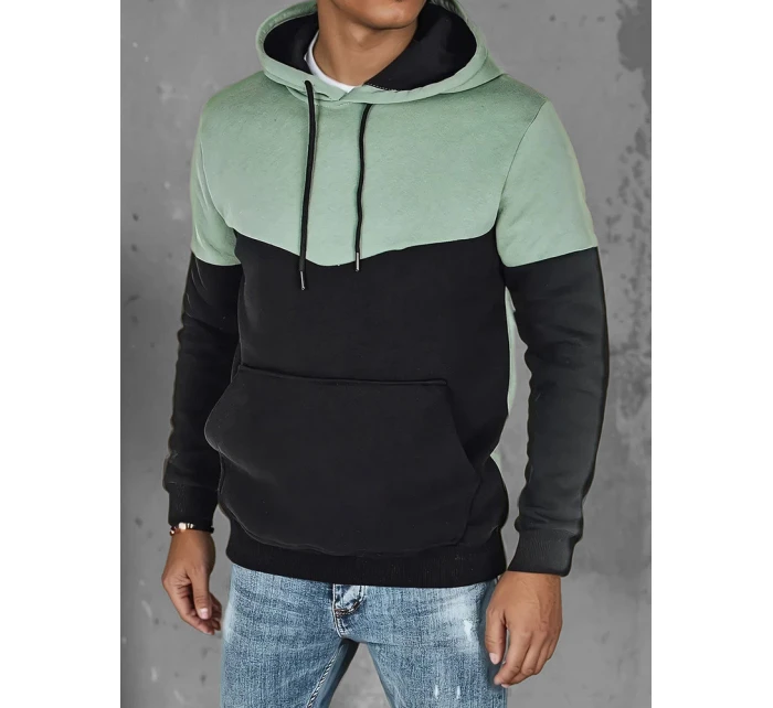 Pánská základní mikina s kapucí v mátové barvě FashionStreet BX5876