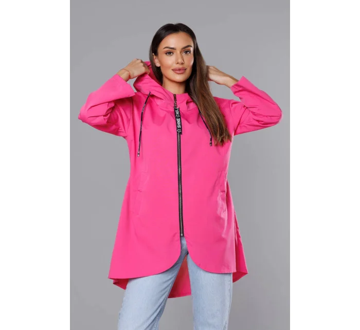 Růžový tenký asymetrický dámský přehoz přes oblečení model 18001565 - S'WEST Růžový tenký asymetrický dámský přehoz přes oblečení model 18001565 - S'WEST