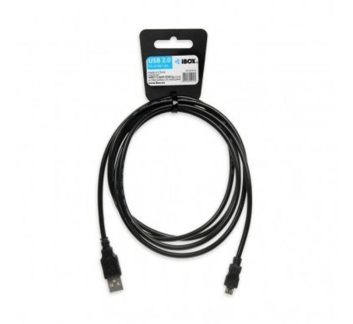 IBOX USB 2.0 A/B MICRO kabel 1,8M IKU2M18 (USB 2.0 typ A - USB 2.0 typ A ; 1,8m; barva černá)