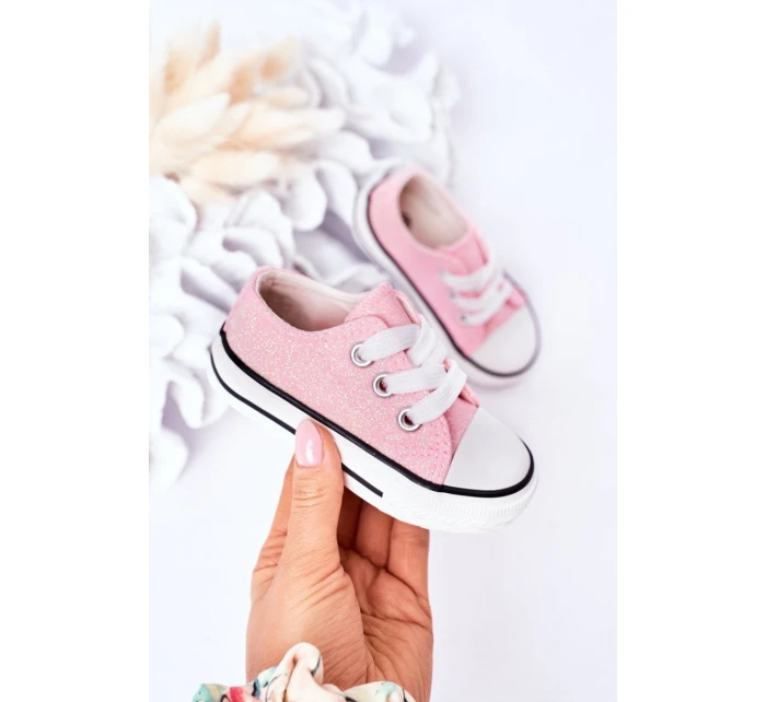 Dětské Brokátové Tenisky Růžové Bling-Bling Dětské Brokátové Tenisky Růžové Bling-Bling