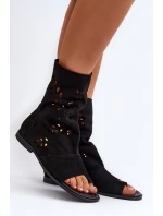 Zazoo 3437 Dámské Semišové Sandály S Hřebínkem Na Zip Černé Zazoo 3437 Dámské Semišové Sandály S Hřebínkem Na Zip Černé