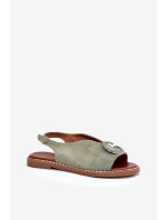 Ploché sandály se zdobením zelené model 21685707 - Boto Ploché sandály se zdobením zelené model 21685707 - Boto