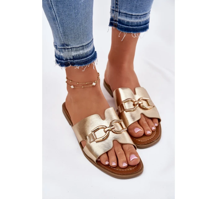 Dámské Plážové Sandály S Dekorativním Detalem Zlaté Amiresna