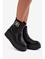 Zateplené Chelsea Boty Na Platformě S Ozdobným Detalem Černé model 22386787 - Boto Zateplené Chelsea Boty Na Platformě S Ozdobným Detalem Černé model 22386787 - Boto