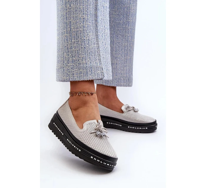 Dámské mokasiny LR400  stříbrné -  Step in style