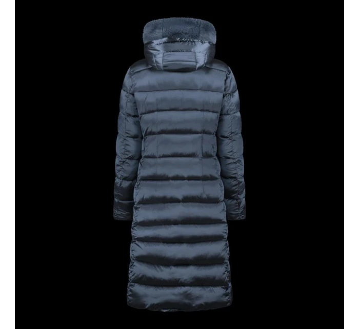 Dámská zimní bunda s kapucí CMP zateplený kabát dlouhý tmavě modrý (34K0046F/L635)