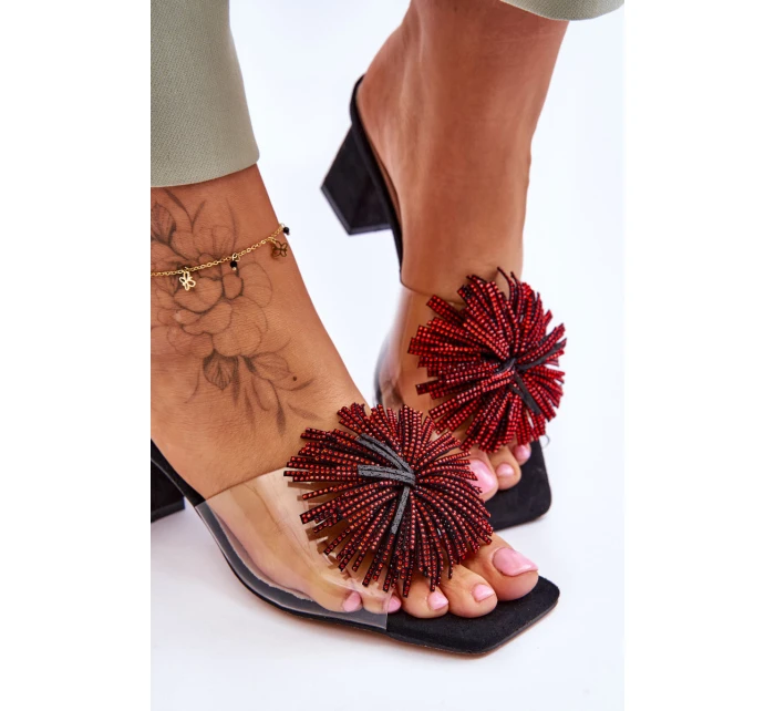 Módní pantofle na vysokém podpatku Černá model 21617785 - S.Barski Módní pantofle na vysokém podpatku Černá model 21617785 - S.Barski