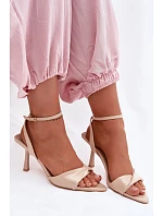 Dámské sandály na podpatku z eko kůže béžové model 22092092 - Boto