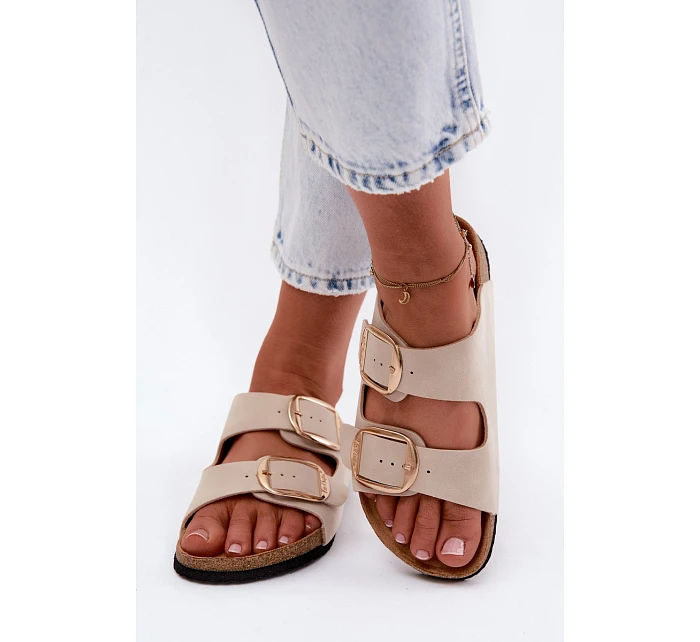 Dámské pantofle s podrážkou a přezkami  Béžové model 22123002 - Lee Cooper