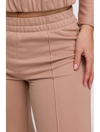 Široké kalhoty s předními  mocca model 21047275 - BeWear
