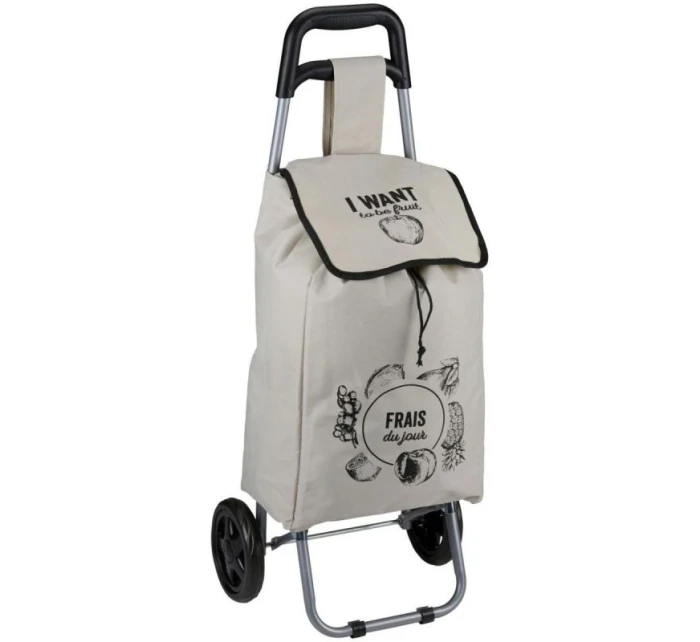VOZÍK NA KOLEČKÁCH NA NÁKUPNÍ TAŠKY S RÁMEM 25L ŠEDÝ