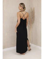 Dlouhé šaty bez ramínek černý