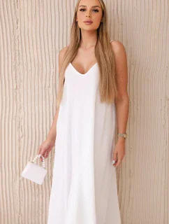 Mušelínové šaty na ramínka bílý