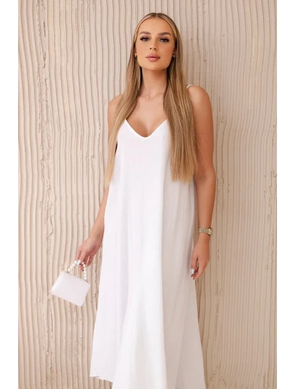 Mušelínové šaty na ramínka bílý