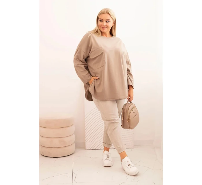 Dámská blůza Plus Size s s kapsou a rukávy fango model 21259094 - K-Fashion