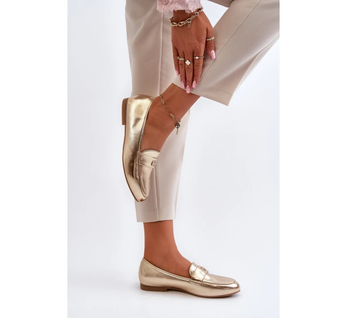 Dámské mokasíny na ploché podrážce zlaté model 21653969 - EVENTO Dámské mokasíny na ploché podrážce zlaté model 21653969 - EVENTO