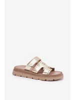 Dámské Pantofle Z Přírodní Kůže Na Platformě Zazoo 40440 Zlaté Dámské Pantofle Z Přírodní Kůže Na Platformě Zazoo 40440 Zlaté