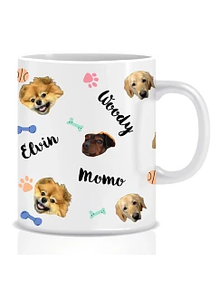 Personalizovaný klasický bílý keramický hrníček 300 ml s mazlíčky