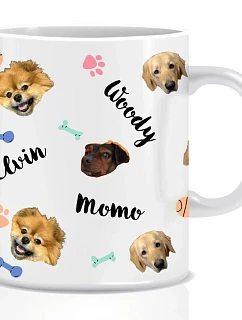 Personalizovaný klasický bílý keramický hrníček 300 ml s mazlíčky