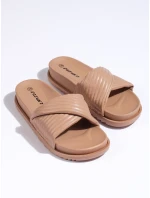 Luxusní dámské nazouváky hnědé na plochém podpatku Luxusní dámské nazouváky hnědé na plochém podpatku